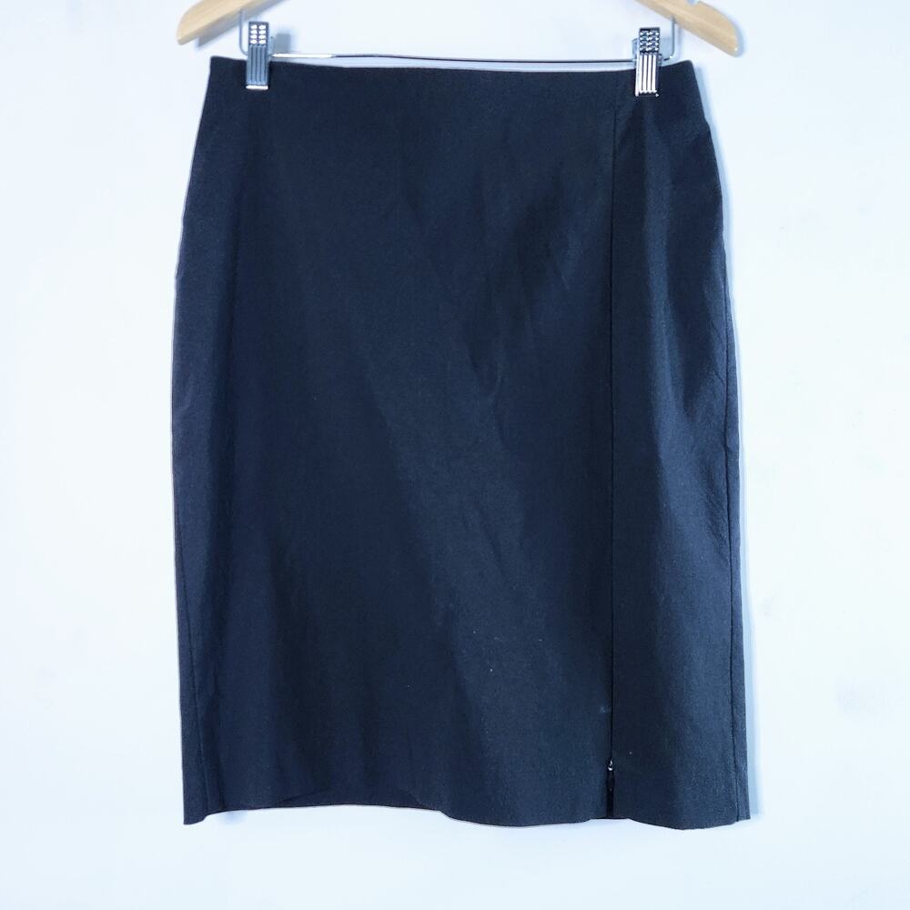 Vintage Bebe Womens Black Zip Front Mini Skirt Size 10 Y2K 90s Minimalist Career
